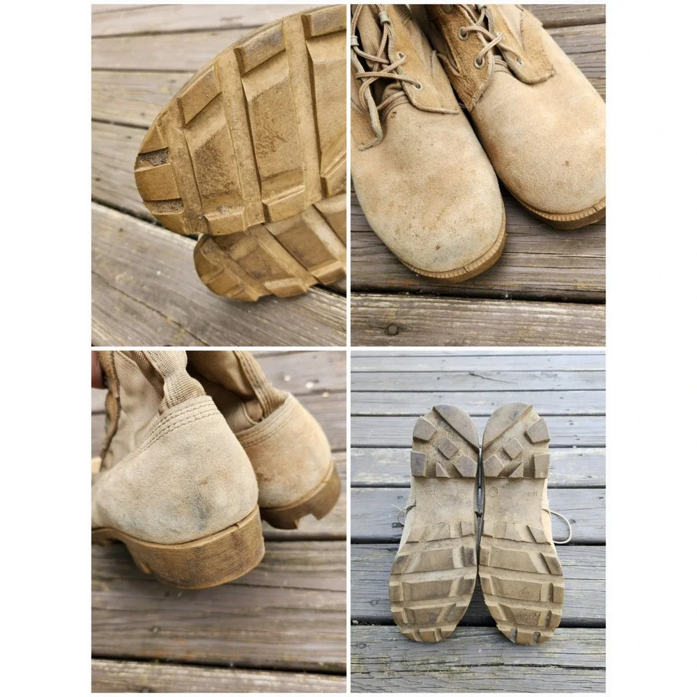 Ro-Search Military Combat Boots Tan Suede‎ Canvas Tactical US Army 10.5W